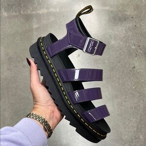 Dr. Martens Purple Strappy Sandals with Black Sole